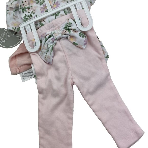 Baby Outfit Set Size 6m Infant Girls Bodysuit Plush Pants Headband Floral 4pc - Picture 5 of 8